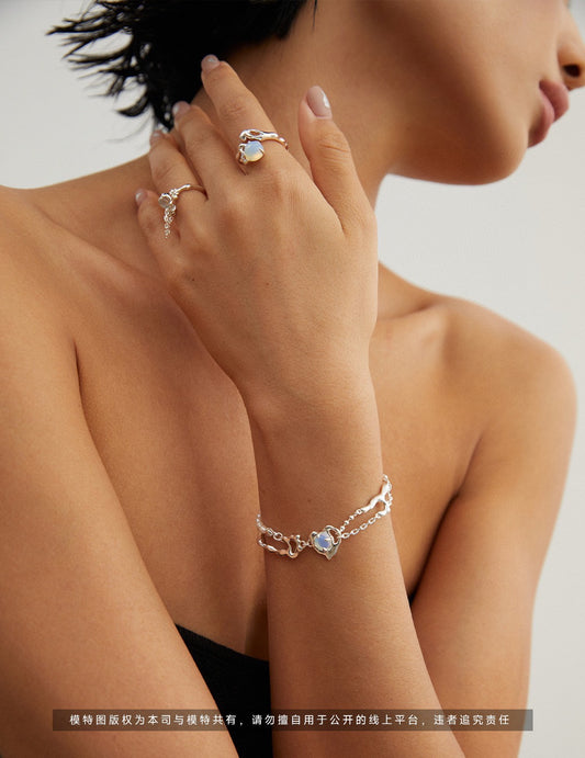 Pure Silver Opal Pearl Bracelet