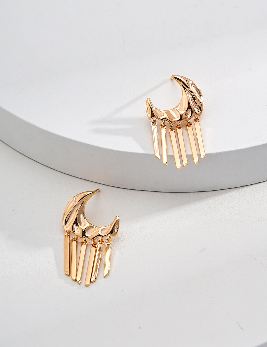 Sterling Silver Crescent Moon Tassel Earrings
