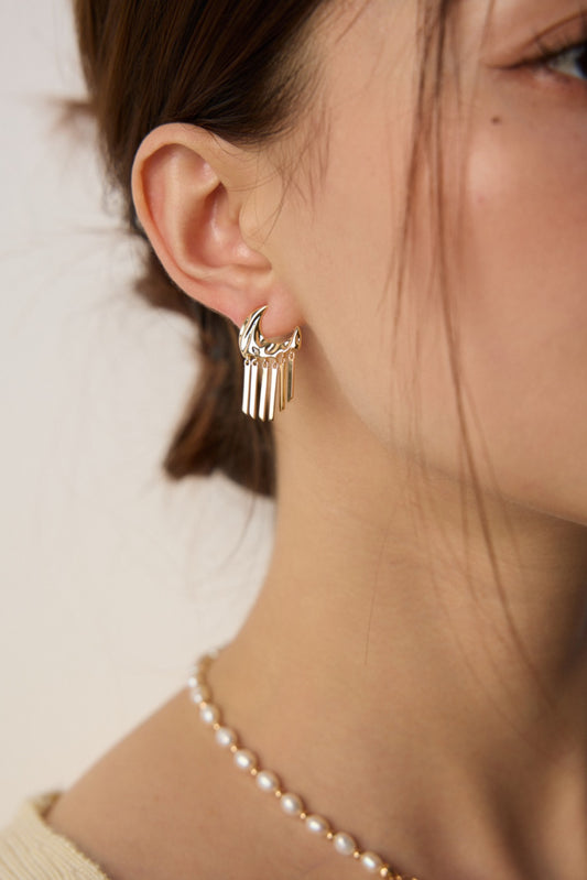 Sterling Silver Crescent Moon Tassel Earrings