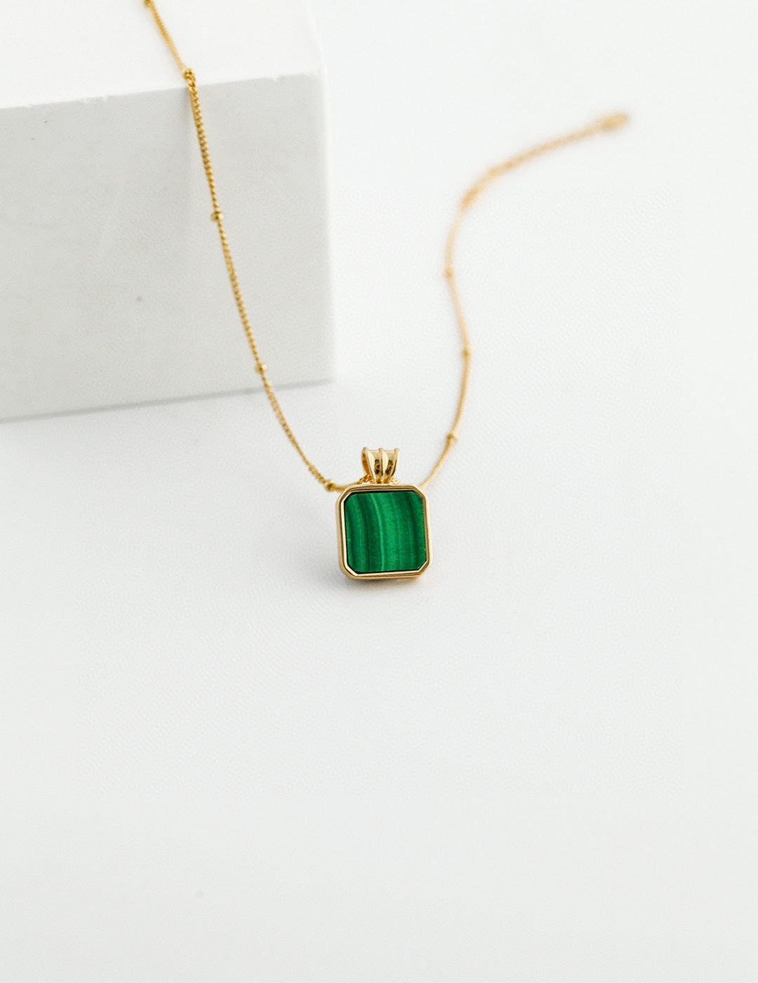 Pure Silver Malachite Necklace