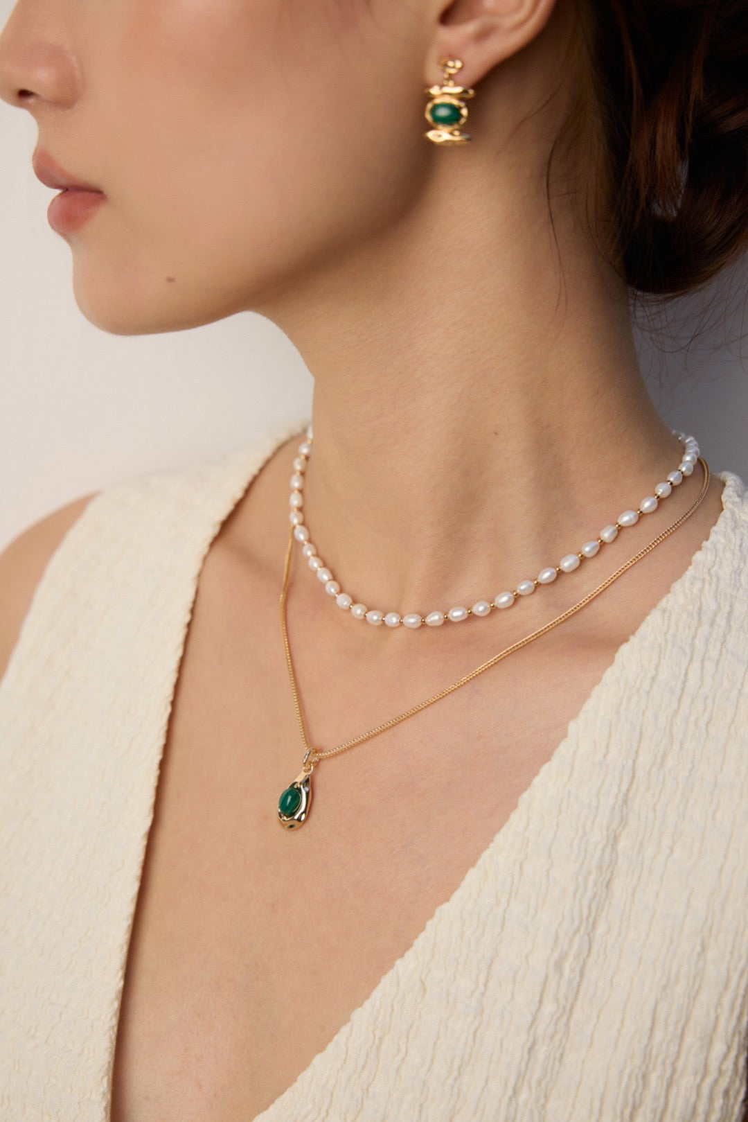 S925 Silver Natural Tiger's Eye Stone and Malachite Pendant Necklace