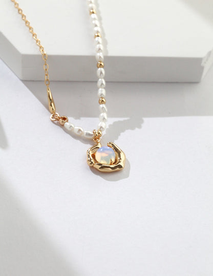 Pure Silver Opal Necklace