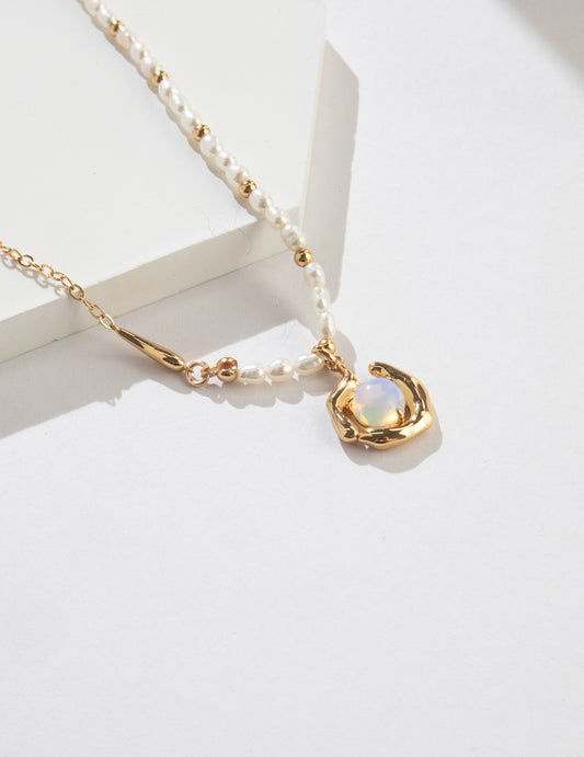 Pure Silver Opal Necklace