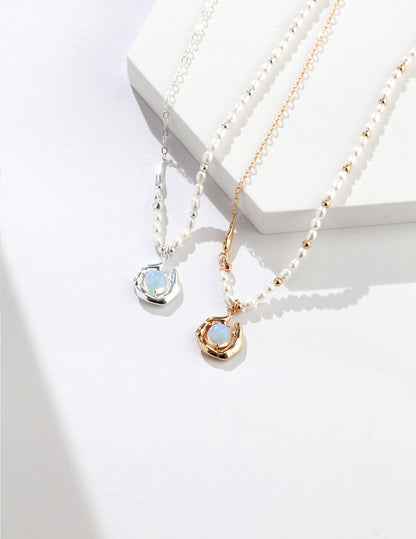 Pure Silver Opal Necklace