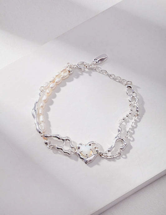 Pure Silver Opal Pearl Bracelet