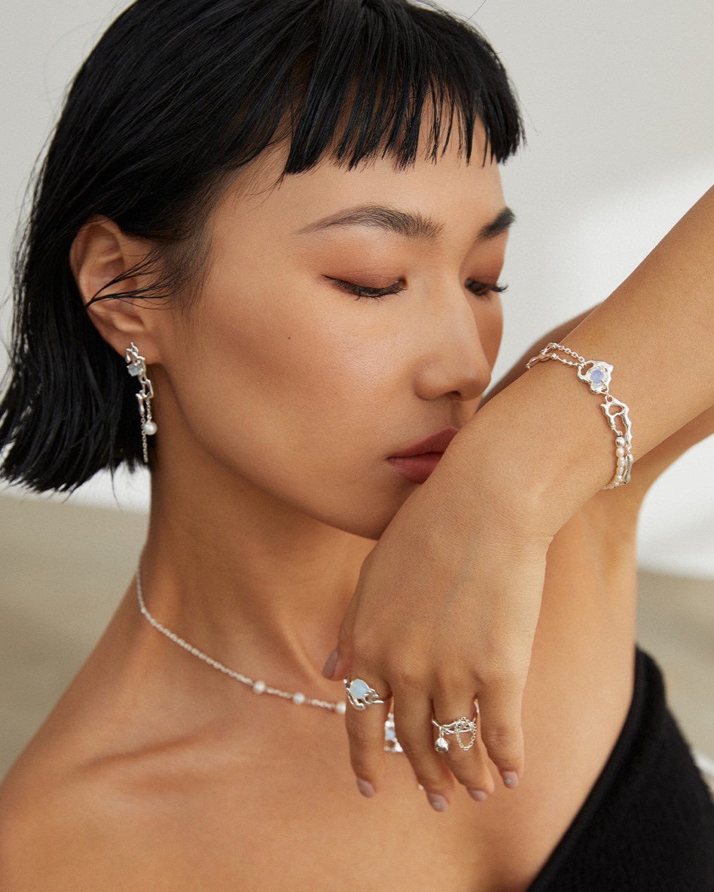 Pure Silver Opal Pearl Bracelet