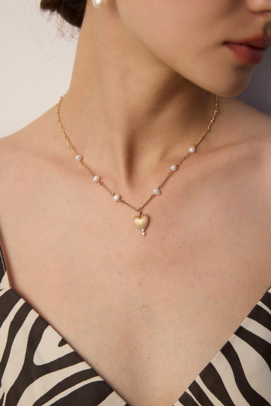 S925 Silver Minimalist Natural Pearl Matte Pendant Necklace with Zircon Inlay