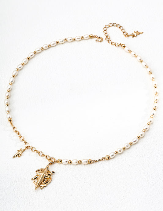 S925 Silver Retro - Style Natural Pearl Necklace with Design Sense