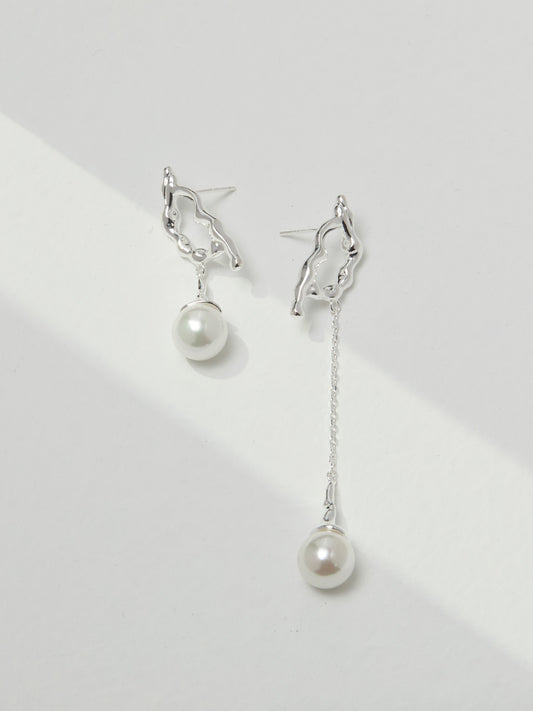 Round Flawless Pearl Earrings in Silver Tone