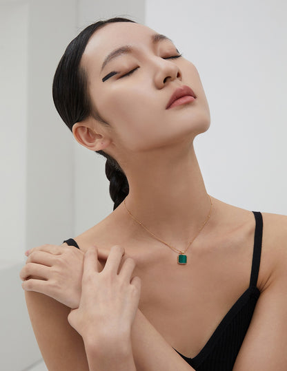 Pure Silver Malachite Necklace