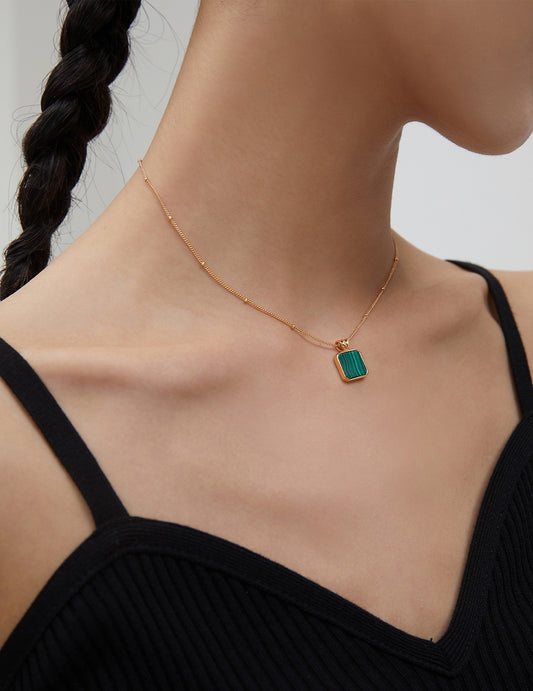 Pure Silver Malachite Necklace