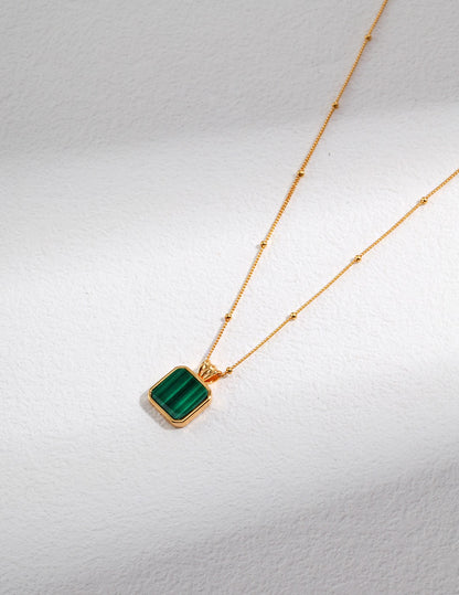 Pure Silver Malachite Necklace