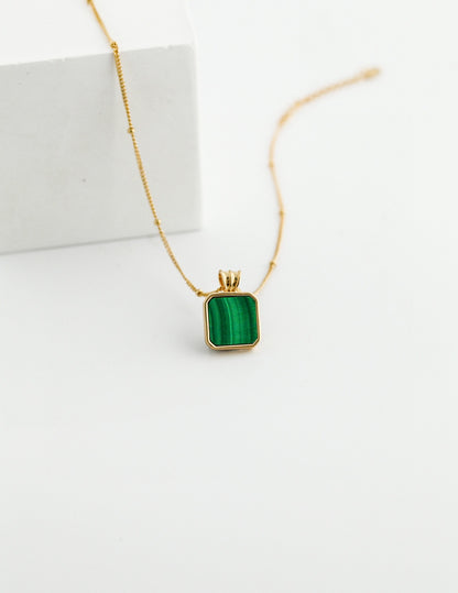 Pure Silver Malachite Necklace