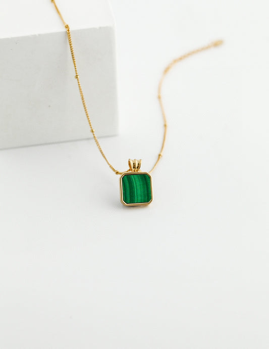 Pure Silver Malachite Necklace