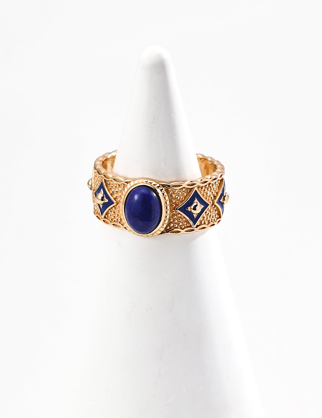 S925 Silver Ring with Retro Design, Featuring Blue Enamel, Lapis Lazuli and/or Mother of Pearl