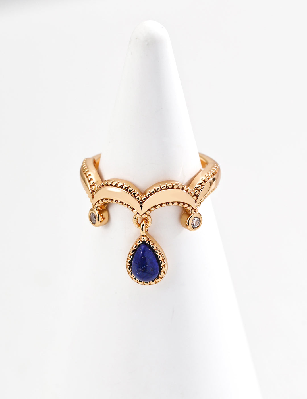 Retro Natural Lapis Lazuli Zircon Ring