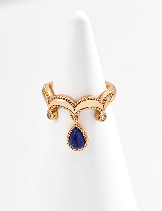 Retro Natural Lapis Lazuli Zircon Ring