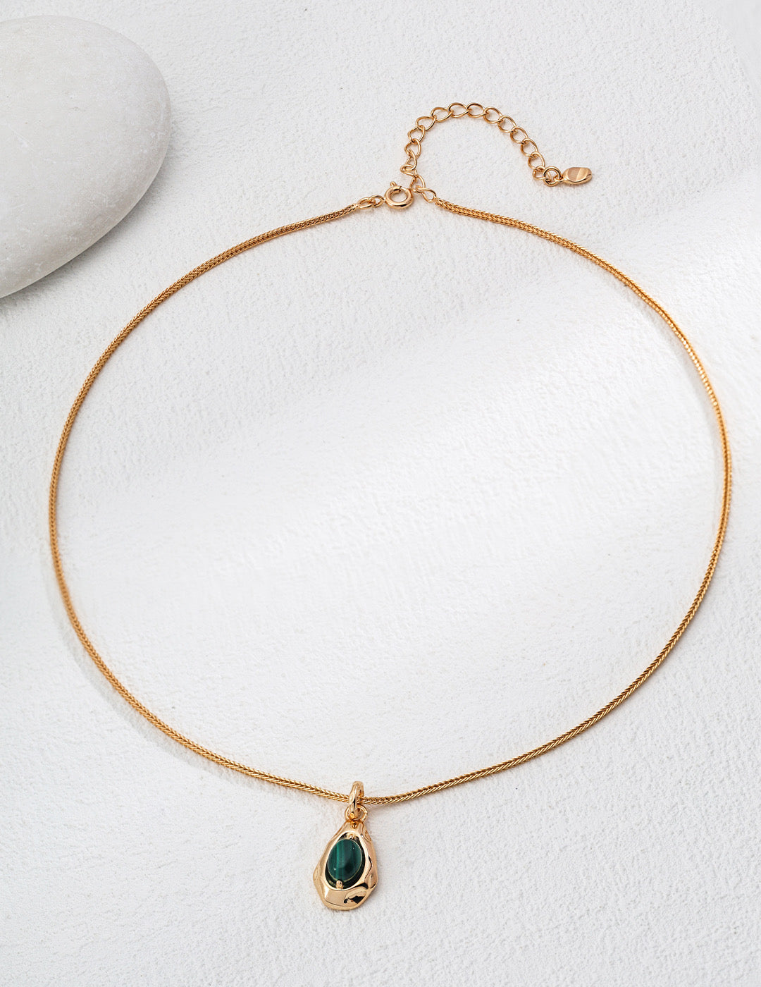 S925 Silver Natural Tiger's Eye Stone and Malachite Pendant Necklace