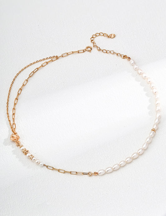 S925 Rose Pearl Necklace