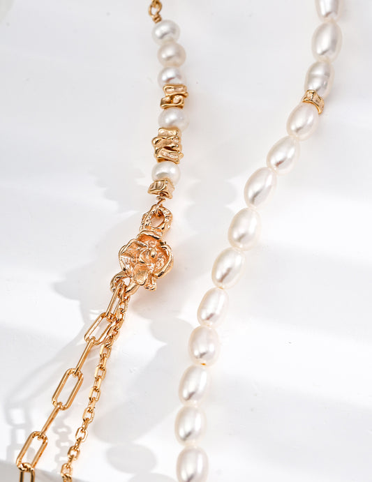 S925 Rose Pearl Necklace