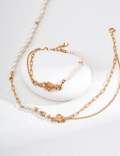 S925 Rose Pearl Necklace